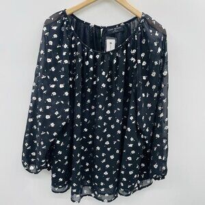 Lane Bryant Women Plus Size 18/20 3/4 Sleeve Floral Blouse with Keyhole $69 1741